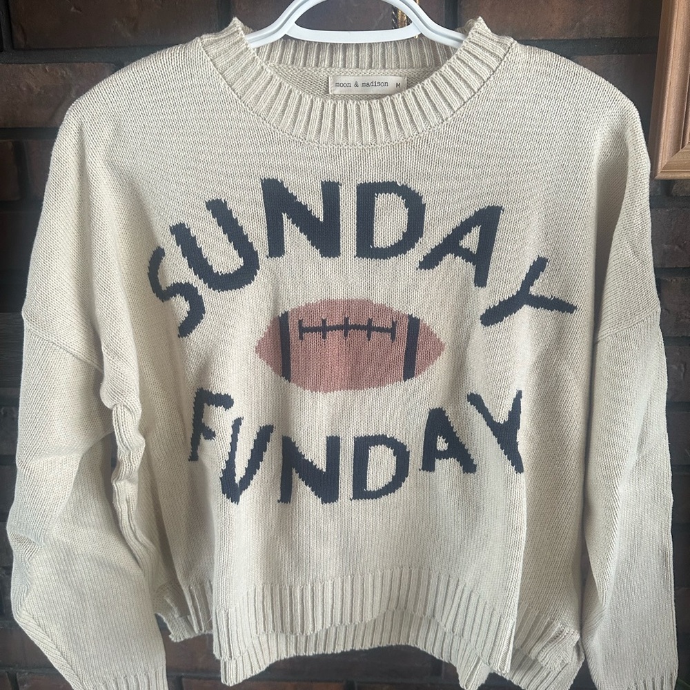 moon & madison Cream Sunday Funday Sweater